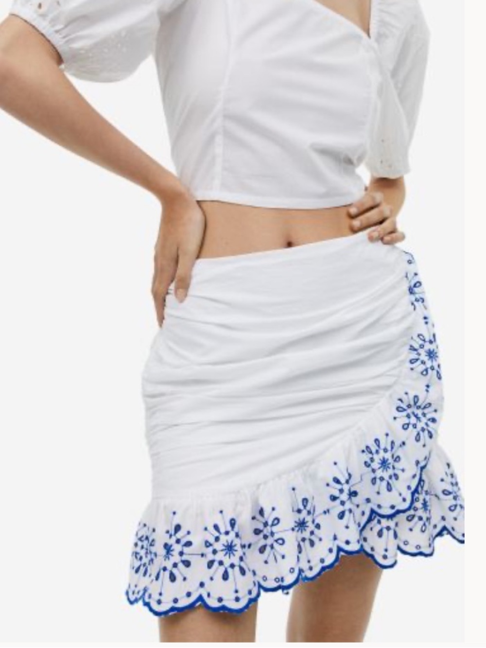 H&M White embroidered skirt